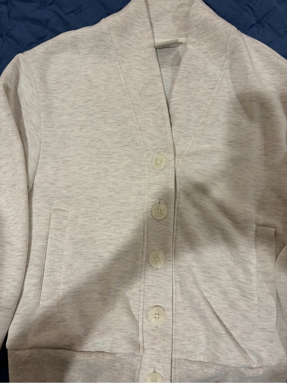 Varley Ivory Marl Button-Front Cozy Jacket - Picture 6 of 6